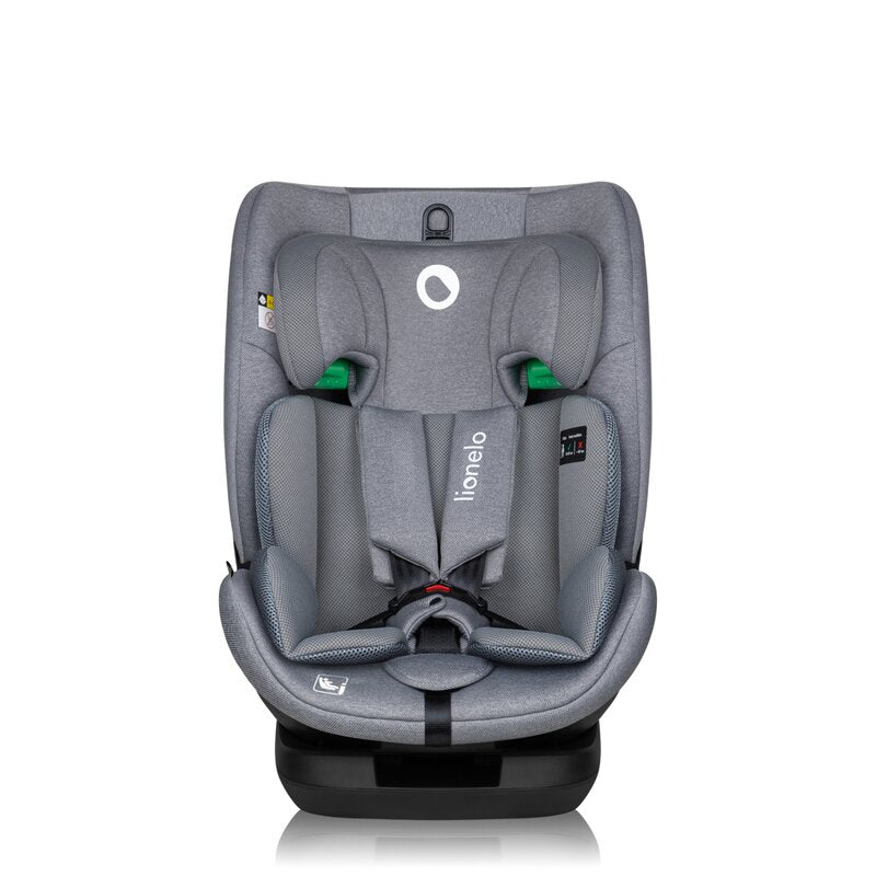 Scaun auto, Lionelo, Lavender I-size, Isofix, Cu centura TopTether, Cu spatar inclinabil in 5 pozitii, Cu tetiera reglabila in 13 pozitii, Instalare cu fata inainte, 9-36 Kg, 76-150 cm, Conform cu ECE R129, Gri - gogobaby.ro