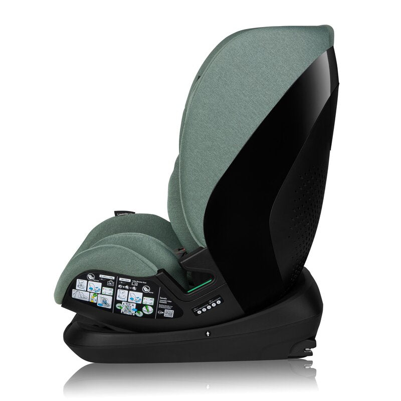 Scaun auto, Lionelo, Lavender I-size, Isofix, Cu centura TopTether, Cu spatar inclinabil in 5 pozitii, Cu tetiera reglabila in 13 pozitii, Instalare cu fata inainte, 9-36 Kg, 76-150 cm, Conform cu ECE R129, Verde - gogobaby.ro