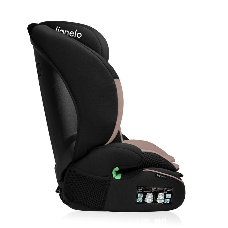 Scaun auto, Lionelo, Levi i-Size, Universal, Instalare FWF, Cu tetiera reglabila in 10 pozitii, Cu spatar detasabil, 76-150 cm, Conform cu R129, Bej - gogobaby.ro