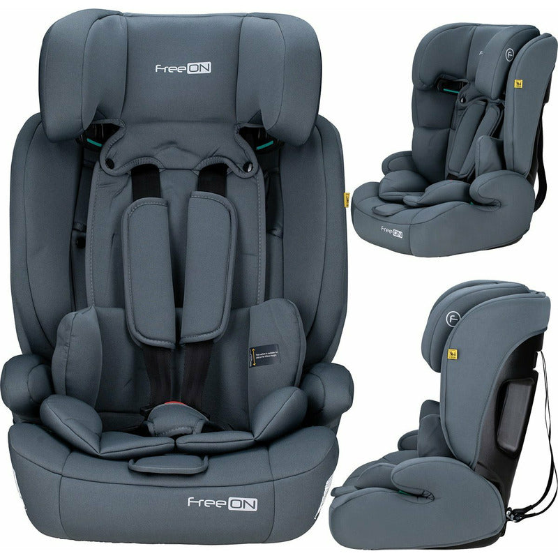 Scaun auto, FreeON, Uran, Pentru copii, I-Size, 76 - 150 cm/ 1 - 12 ani, Cu tetiera reglabila in 14 pozitii, Conform cu standardul european de securitate ECE R129, Dark Grey - gogobaby.ro