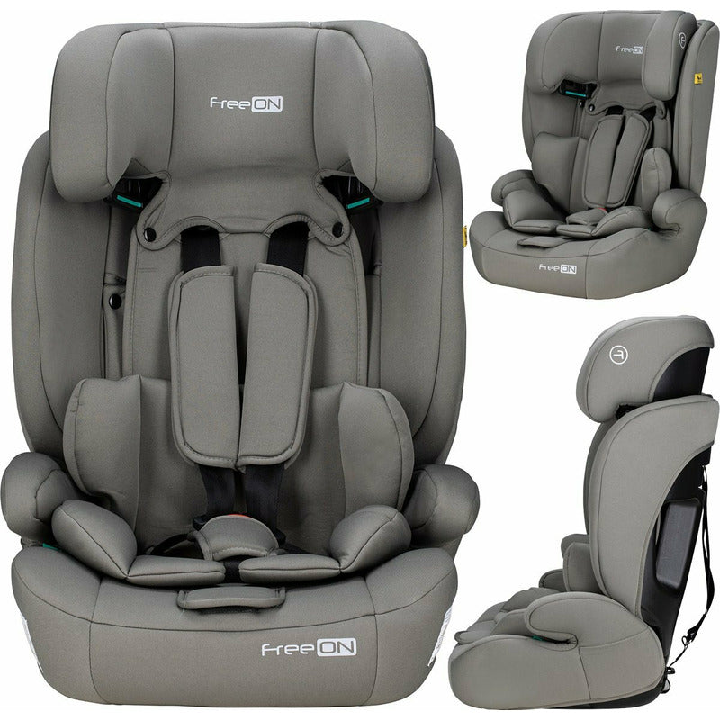 Scaun auto, FreeON, Uran, Pentru copii, I-Size, 76 - 150 cm/ 1 - 12 ani, Cu tetiera reglabila in 14 pozitii, Conform cu standardul european de securitate ECE R129, Khaki Grey - gogobaby.ro