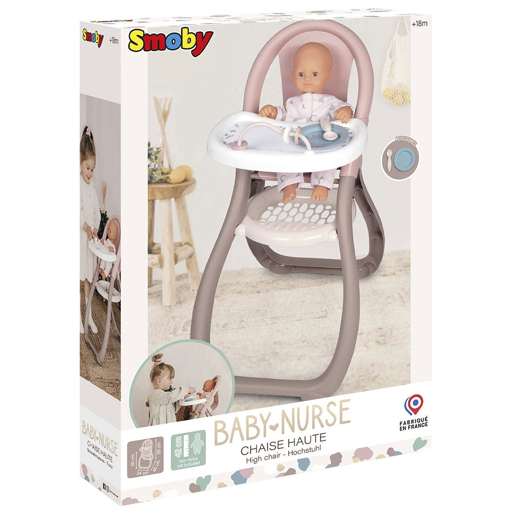 Scaun de masa pentru papusi Smoby Baby Nurse maro - gogobaby.ro