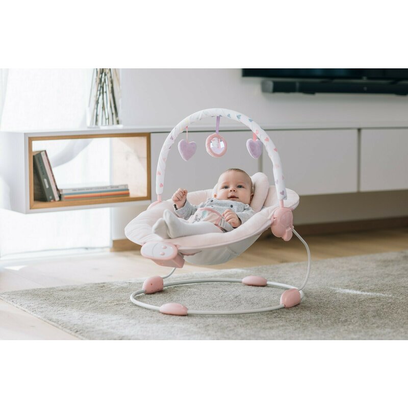 Scaunel balansoar, FreeON, Rest`n`Play, Cu trei jucarii, 8 melodii, Vibratii, Conform cu standardul european de securitate EN 12790:2009, Pink