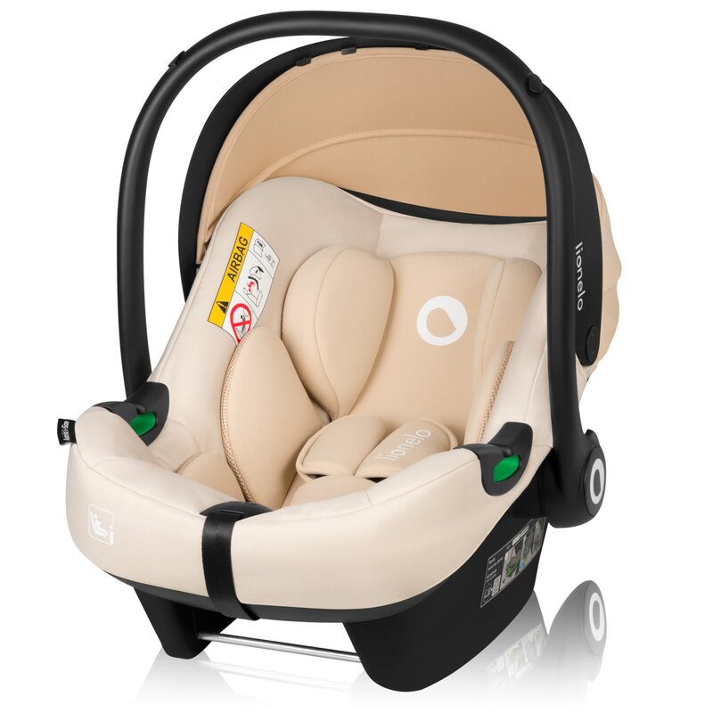 Scoica auto, Lionelo, i-Size Astrid, Include baza Isofix, 0-13 Kg, 40-87 cm, Cu maner si capotina reglabile, Cu protectie laterala avansata, Salteluta confortabila, Testat ADAC, Conform cu R129, Bej - gogobaby.ro
