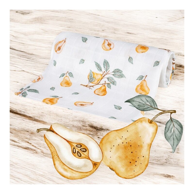 Scutec din bambus, Bocioland, Pears, Material certificat Oeko Tex Standard 100, Dimensiune mare, 75x75 cm, Multicolor - gogobaby.ro