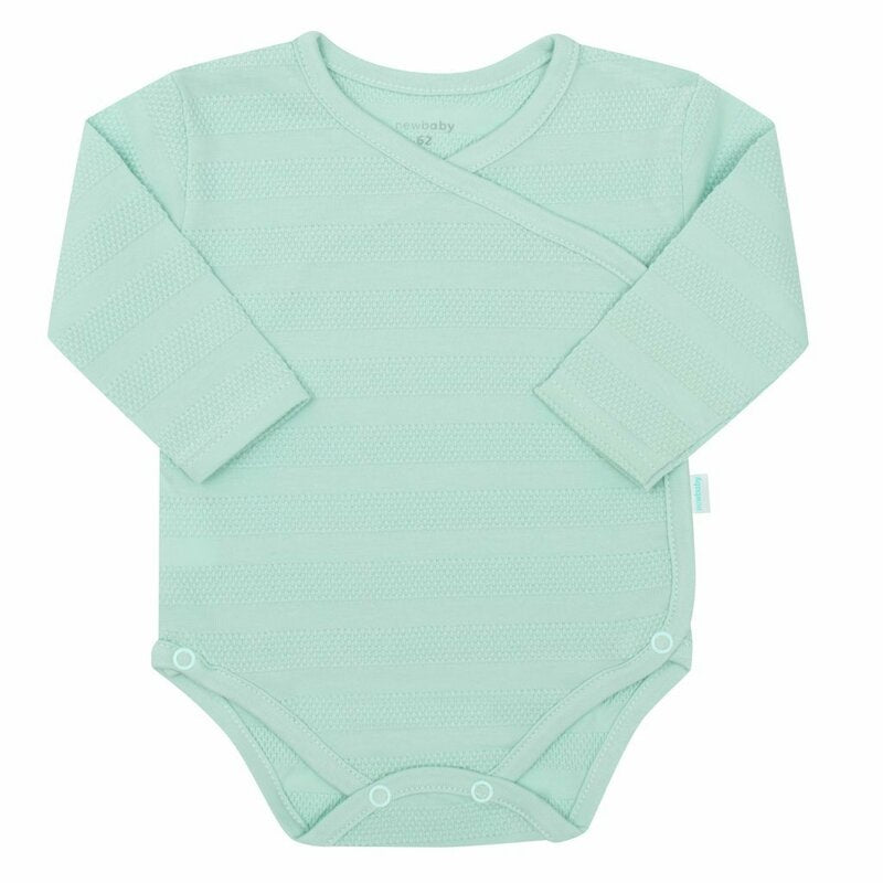 Set 4 piese, New Baby, Include bluza, body cu maneca lunga, salopeta fara maneci, caciulita, Marime 56, Din bumbac 100%, I am Mint