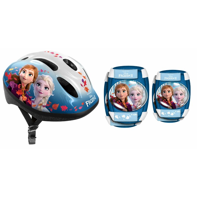 Set casca protectie, genunchiere si cotiere, Stamp, Disney, Sigure si confortabile, Reglabile, Conform cu EN1078, Marime 50/56 cm, 3 ani+, Frozen - gogobaby.ro