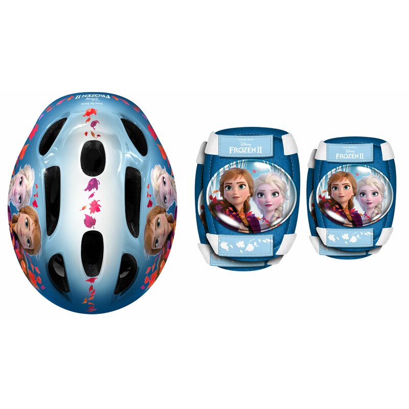 Set casca protectie, genunchiere si cotiere, Stamp, Disney, Sigure si confortabile, Reglabile, Conform cu EN1078, Marime 50/56 cm, 3 ani+, Frozen - gogobaby.ro