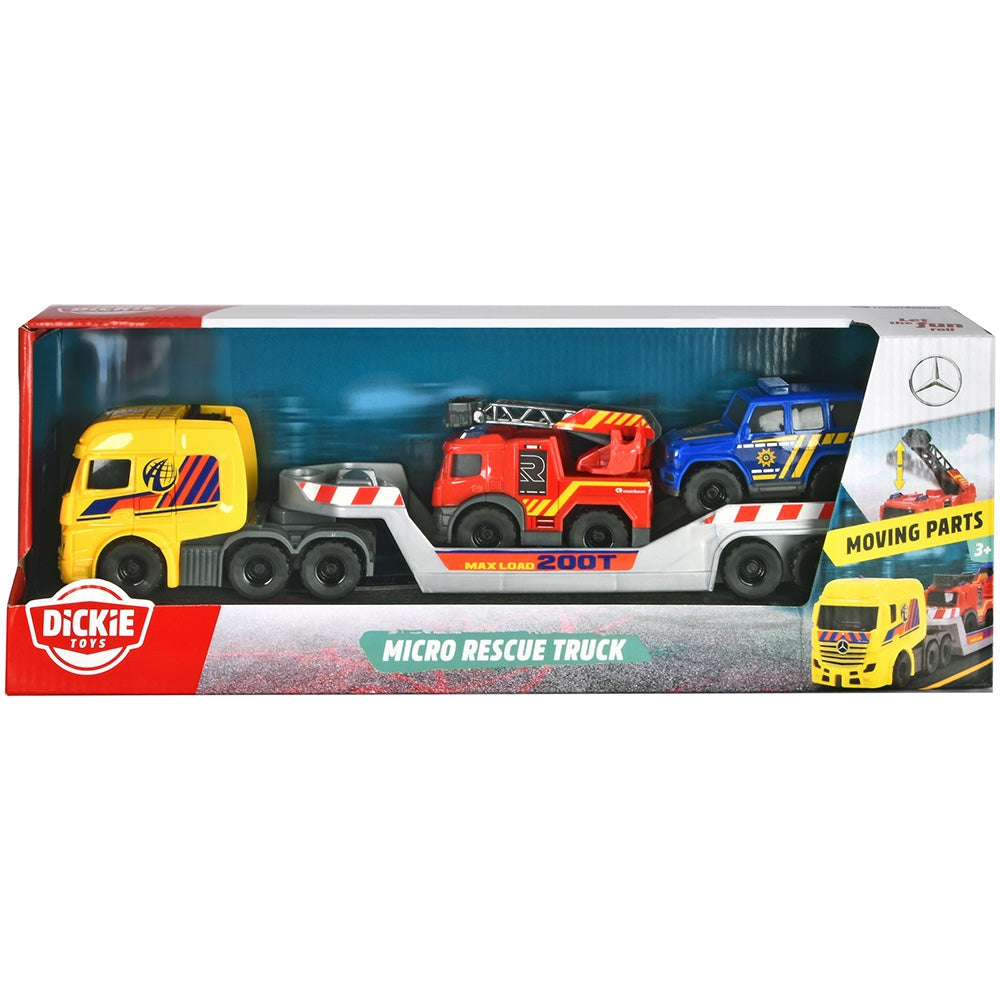 Set Dickie Toys Micro Rescue Truck cu un camion de salvare si 2 vehicule - gogobaby.ro