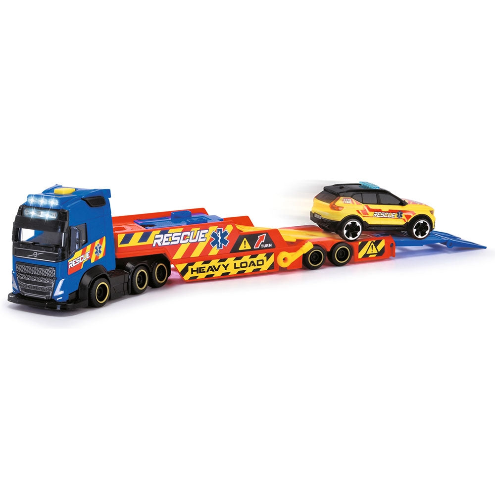 Set Dickie Toys Rescue Transporter 40 cm cu camion, masina, elicopter si accesorii - gogobaby.ro