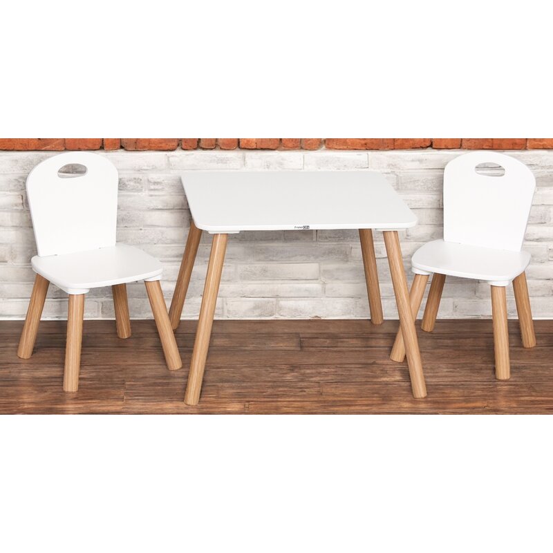 Set masuta si doua scaune, FreeON, Athena, Pentru copii, Din lemn, Conform cu standardele europene de securitate EN71-1;2018, EN71-2:2020, EN71-3:2021, Alb - gogobaby.ro