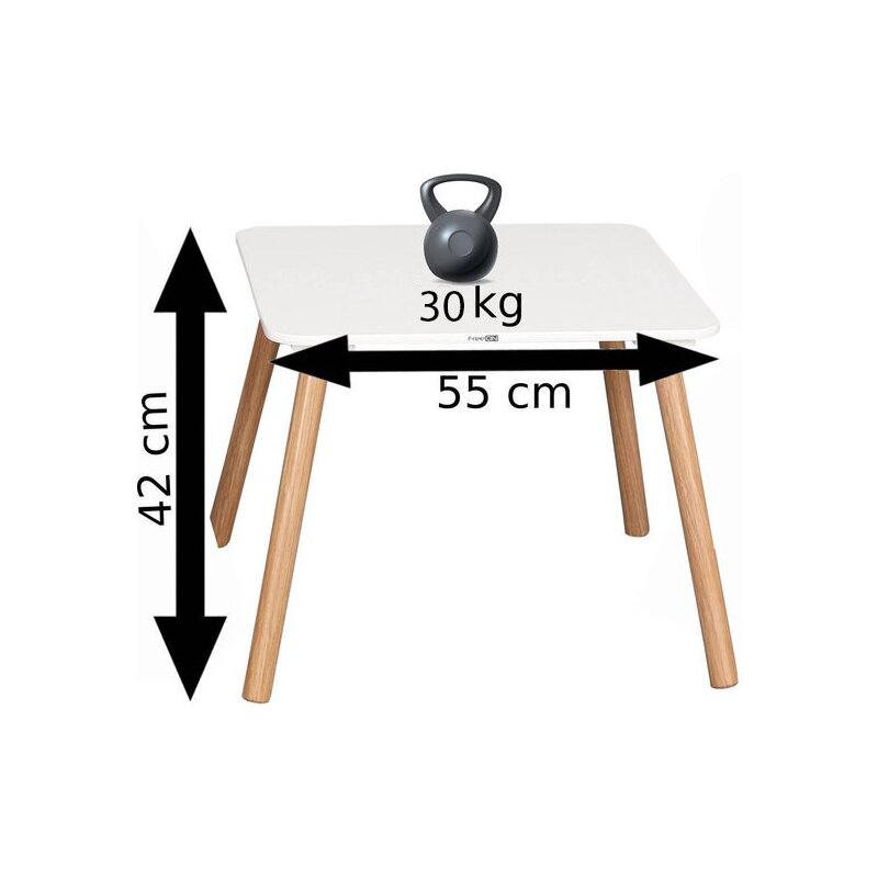 Set masuta si doua scaune, FreeON, Athena, Pentru copii, Din lemn, Conform cu standardele europene de securitate EN71-1;2018, EN71-2:2020, EN71-3:2021, Alb - gogobaby.ro