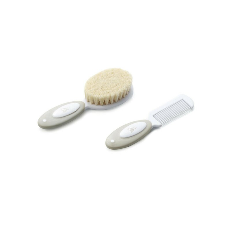 Set perie si pieptene, Jane, Din peri naturali, 0 luni+, Bej - gogobaby.ro