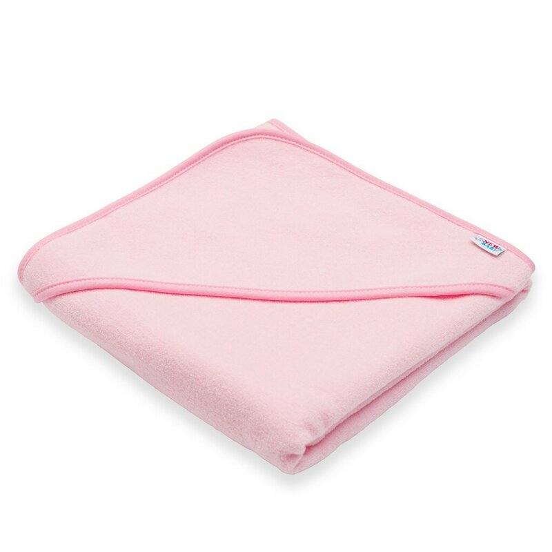 Set prosop cu gluga si manusa baie, New Baby, Dimensiune 80 x 80 cm, Basic, Pink - gogobaby.ro