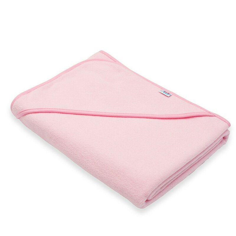 Set prosop cu gluga si manusa baie, New Baby, Dimensiune mare 100 x 100 cm, Basic, Pink - gogobaby.ro