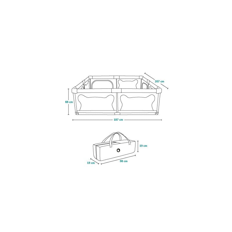 Tarc de joaca copii, Lionelo, Willow XL,180 x 200 cm, Pliere compacta, Include geanta de transport, Din plasa, Cu doua intrari laterale si fermoar, Cu ventuze pentru stabilitate, Conform cu EN 12227:2010, Gri