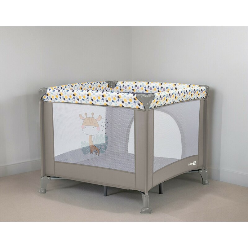 Tarc de joaca, FreeON, Patrat, Pliabil, Intrare cu fermoar, Laterale din plasa, 93x93x87 cm, Pana la 15 kg, 6 luni+, Gri - gogobaby.ro