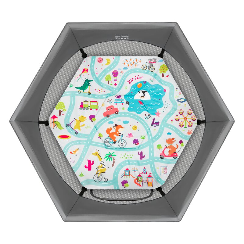 Tarc de joaca, Lionelo, Roel Plus, Pliere ultra-compacta, Sistem LockGuard impotriva plierii accidentale, Geanta de transport inclusa, Conform cu EN 12227:2010, 134x134x74 cm, 6 luni+, Multicolor - gogobaby.ro
