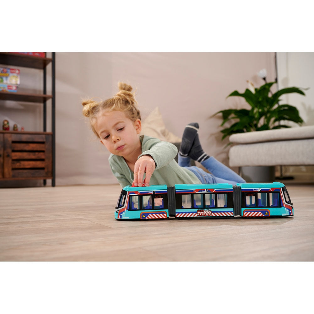 Tramvai Dickie Toys Siemens City Tram 41,5 cm albastru - gogobaby.ro