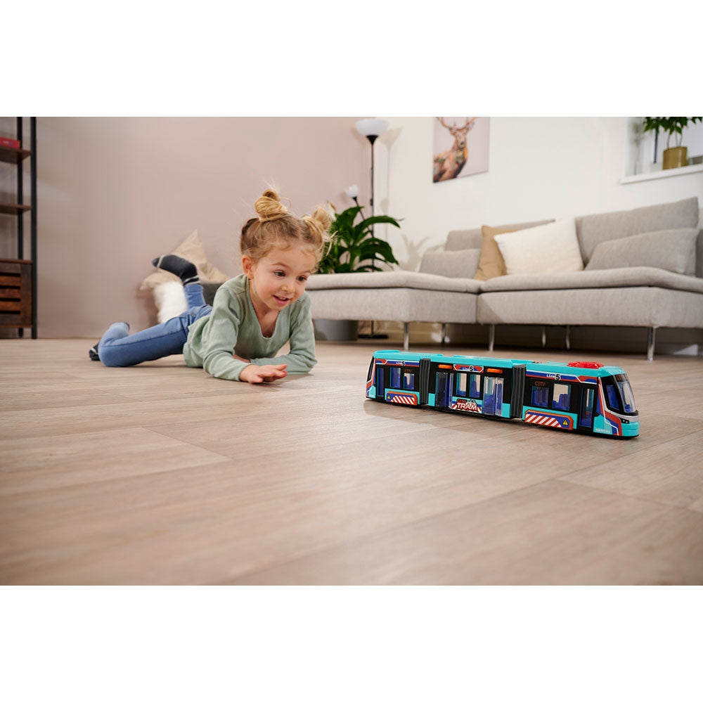 Tramvai Dickie Toys Siemens City Tram 41,5 cm albastru - gogobaby.ro