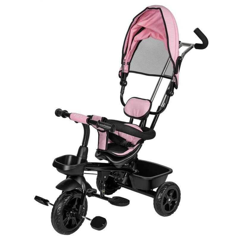 Tricicleta copii, Free2Move, cu sezut rotativ 360 grade, Reglabil, Roti EVA, Mecanism de pedalare libera, Suport picioare, Pink Black, Resigilat - gogobaby.ro