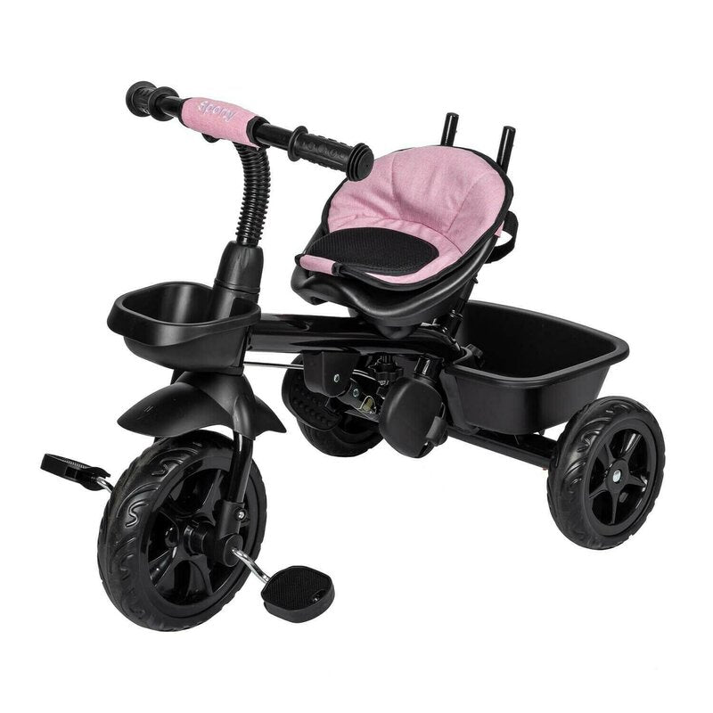 Tricicleta copii, Free2Move, cu sezut rotativ 360 grade, Reglabil, Roti EVA, Mecanism de pedalare libera, Suport picioare, Pink Black, Resigilat - gogobaby.ro