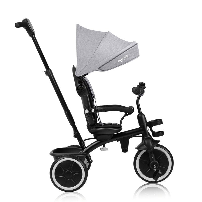 Tricicleta copii, Lionelo, Berry, 2 in 1, Multifunctionala, Suport picioare, Control al directiei, Scaun reversibil, Rotire 360 grade, Functie de roata libera, Utilizare pana la 5 ani, Constructie din otel, Conform cu standardul EN71, Gri - gogobaby.ro