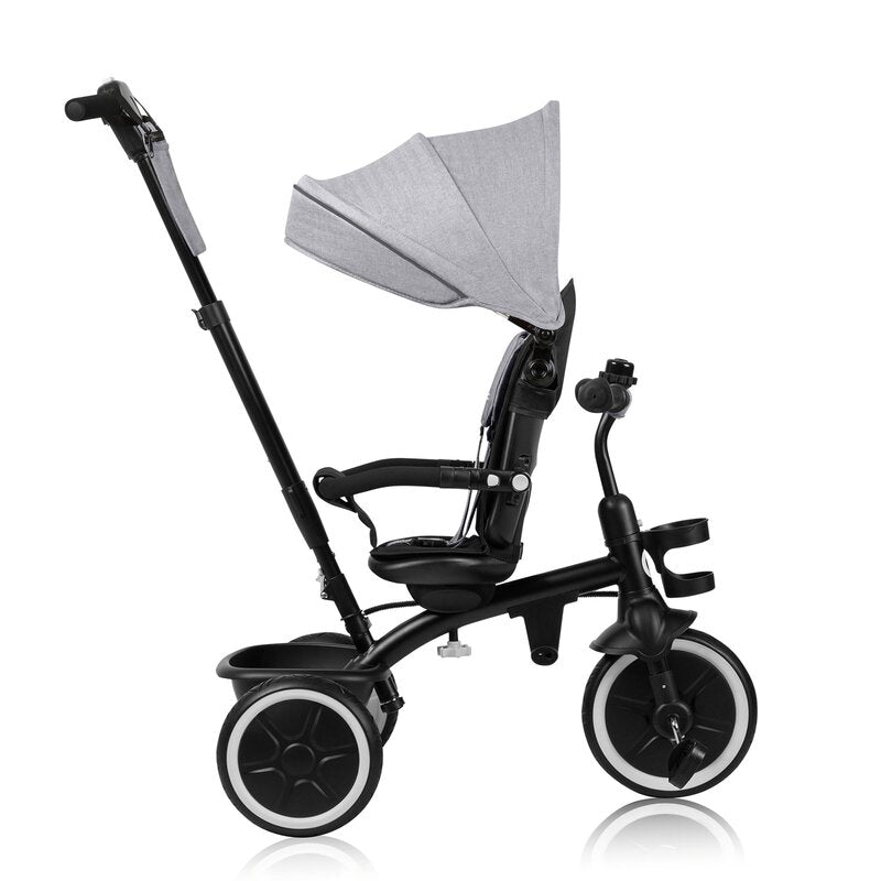 Tricicleta copii, Lionelo, Berry, 2 in 1, Multifunctionala, Suport picioare, Control al directiei, Scaun reversibil, Rotire 360 grade, Functie de roata libera, Utilizare pana la 5 ani, Constructie din otel, Conform cu standardul EN71, Gri - gogobaby.ro