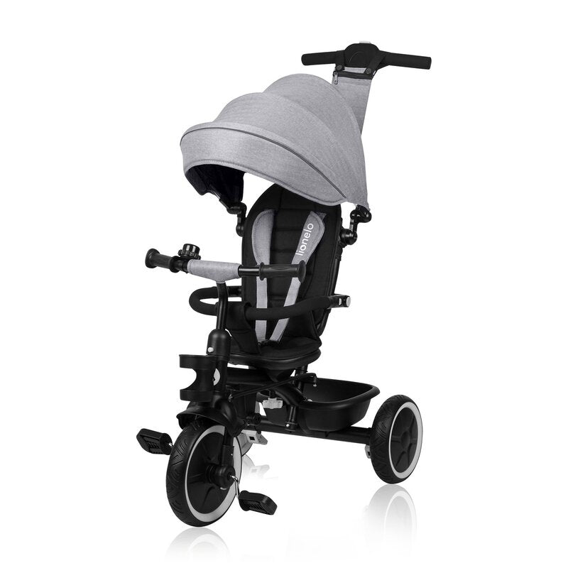 Tricicleta copii, Lionelo, Berry, 2 in 1, Multifunctionala, Suport picioare, Control al directiei, Scaun reversibil, Rotire 360 grade, Functie de roata libera, Utilizare pana la 5 ani, Constructie din otel, Conform cu standardul EN71, Gri - gogobaby.ro