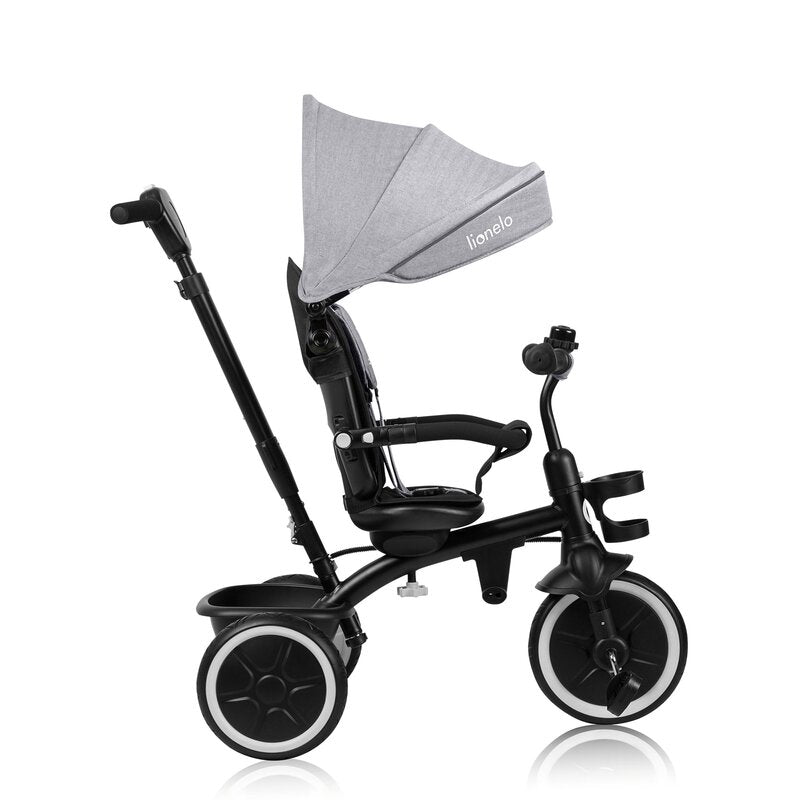 Tricicleta copii, Lionelo, Berry, 2 in 1, Multifunctionala, Suport picioare, Control al directiei, Scaun reversibil, Rotire 360 grade, Functie de roata libera, Utilizare pana la 5 ani, Constructie din otel, Conform cu standardul EN71, Gri - gogobaby.ro