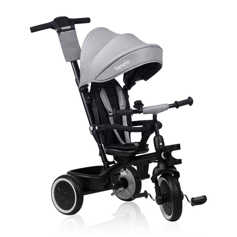 Tricicleta copii, Lionelo, Berry, 2 in 1, Multifunctionala, Suport picioare, Control al directiei, Scaun reversibil, Rotire 360 grade, Functie de roata libera, Utilizare pana la 5 ani, Constructie din otel, Conform cu standardul EN71, Gri - gogobaby.ro
