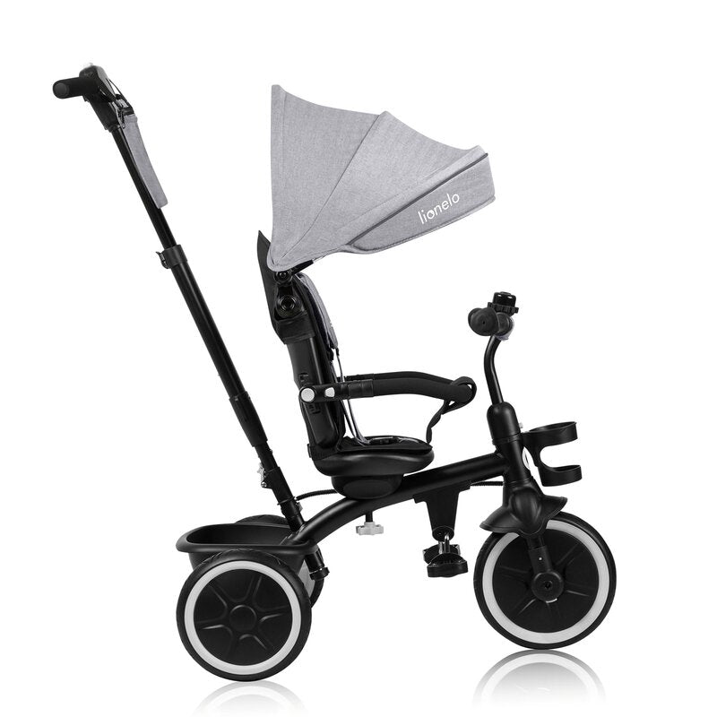 Tricicleta copii, Lionelo, Berry, 2 in 1, Multifunctionala, Suport picioare, Control al directiei, Scaun reversibil, Rotire 360 grade, Functie de roata libera, Utilizare pana la 5 ani, Constructie din otel, Conform cu standardul EN71, Gri - gogobaby.ro