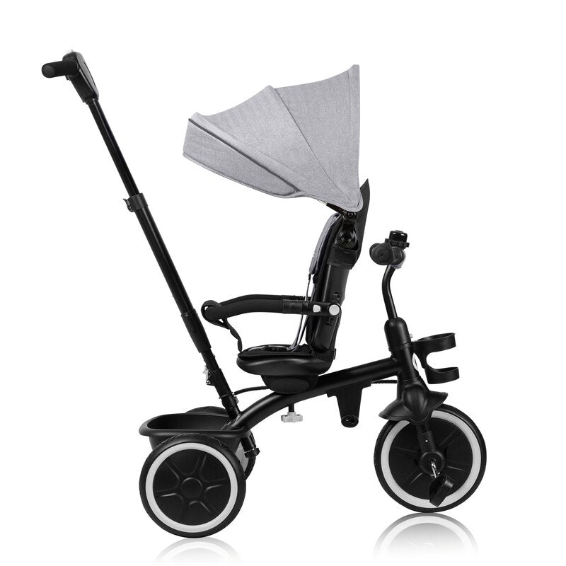 Tricicleta copii, Lionelo, Berry, 2 in 1, Multifunctionala, Suport picioare, Control al directiei, Scaun reversibil, Rotire 360 grade, Functie de roata libera, Utilizare pana la 5 ani, Constructie din otel, Conform cu standardul EN71, Gri - gogobaby.ro