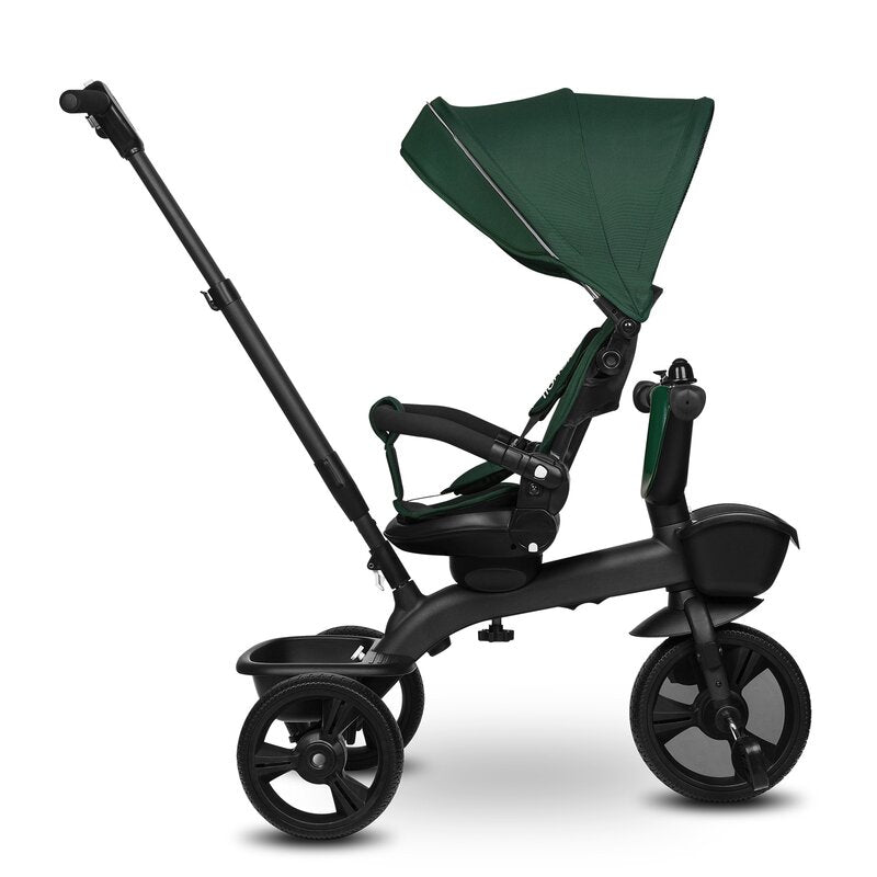 Tricicleta copii, Lionelo Kori, ultra-pliabila si multifunctionala, cu scaun rotativ 360°, control parental, suport pentru picioare si accesorii premium, Verde - gogobaby.ro