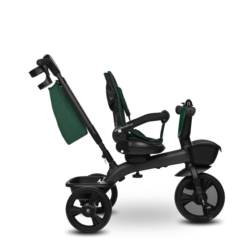 Tricicleta copii, Lionelo Kori, ultra-pliabila si multifunctionala, cu scaun rotativ 360°, control parental, suport pentru picioare si accesorii premium, Verde - gogobaby.ro