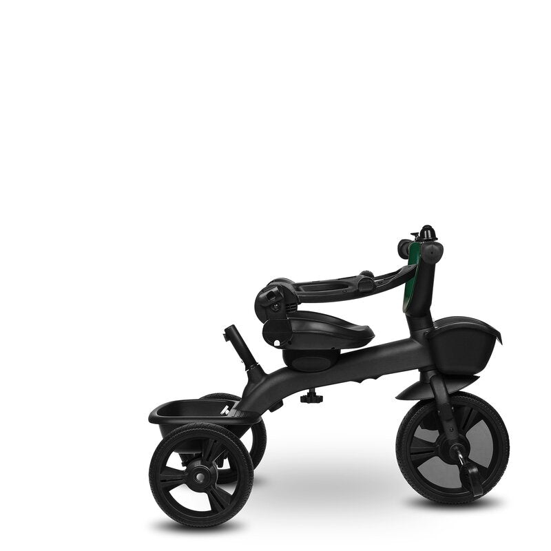 Tricicleta copii, Lionelo Kori, ultra-pliabila si multifunctionala, cu scaun rotativ 360°, control parental, suport pentru picioare si accesorii premium, Verde - gogobaby.ro