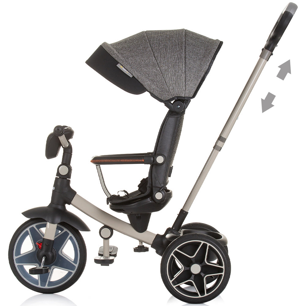 Tricicleta cu copertina si sezut reversibil Chipolino Derby granite - gogobaby.ro