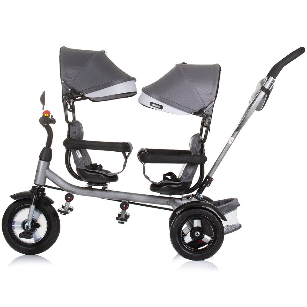 Tricicleta gemeni Chipolino 2Play silver grey - gogobaby.ro