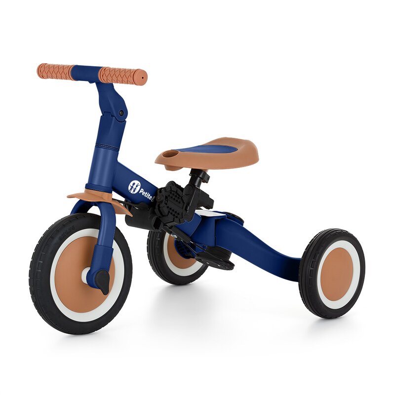 Tricicleta, Petite&Mars, Turbo, 5 in 1, Multifunctionala, Vehicul de impins, Bicicleta cu/fara pedale, Cu maner de ghidaj, Detasabil, Roti din cauciuc, Pana la 25 kg, 1.5-5 ani, Albastru - gogobaby.ro