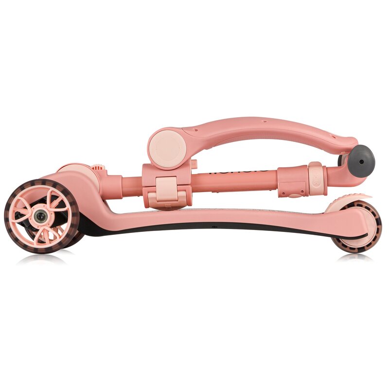 Trotineta, Lionelo, Franky, Multifunctionala, Pliabila, Pana la 50 kg, Bicicleta cu 3 roti si trotineta de echilibru, Ghidon reglabil, Sezut detasabil, Roti cu LED, Conform cu EN71, EN62115, 12 luni+, Roz - gogobaby.ro