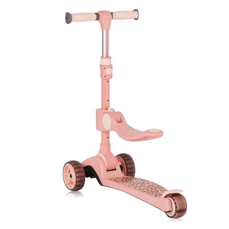 Trotineta, Lionelo, Franky, Multifunctionala, Pliabila, Pana la 50 kg, Bicicleta cu 3 roti si trotineta de echilibru, Ghidon reglabil, Sezut detasabil, Roti cu LED, Conform cu EN71, EN62115, 12 luni+, Roz - gogobaby.ro