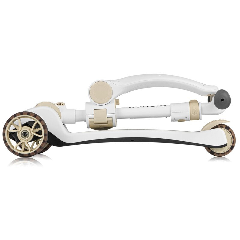 Trotineta, Lionelo, Franky, Multifunctionala, Pliabila, Pana la 50 kg, Bicicleta cu 3 roti si trotineta de echilibru, Ghidon reglabil, Sezut detasabil, Roti cu LED, Conform cu EN71, EN62115, 12 luni+, Bej - gogobaby.ro