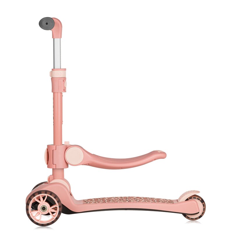 Trotineta, Lionelo, Franky, Multifunctionala, Pliabila, Pana la 50 kg, Bicicleta cu 3 roti si trotineta de echilibru, Ghidon reglabil, Sezut detasabil, Roti cu LED, Conform cu EN71, EN62115, 12 luni+, Roz - gogobaby.ro