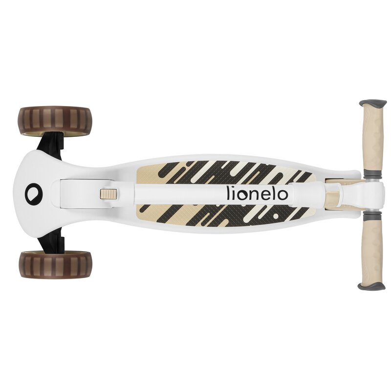 Trotineta, Lionelo, Franky, Multifunctionala, Pliabila, Pana la 50 kg, Bicicleta cu 3 roti si trotineta de echilibru, Ghidon reglabil, Sezut detasabil, Roti cu LED, Conform cu EN71, EN62115, 12 luni+, Bej - gogobaby.ro