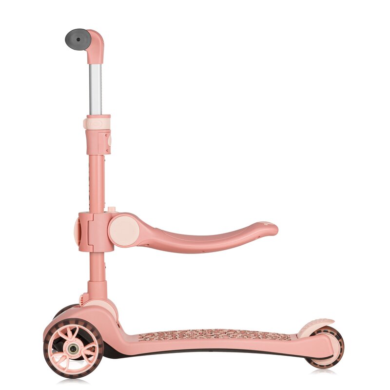 Trotineta, Lionelo, Franky, Multifunctionala, Pliabila, Pana la 50 kg, Bicicleta cu 3 roti si trotineta de echilibru, Ghidon reglabil, Sezut detasabil, Roti cu LED, Conform cu EN71, EN62115, 12 luni+, Roz - gogobaby.ro