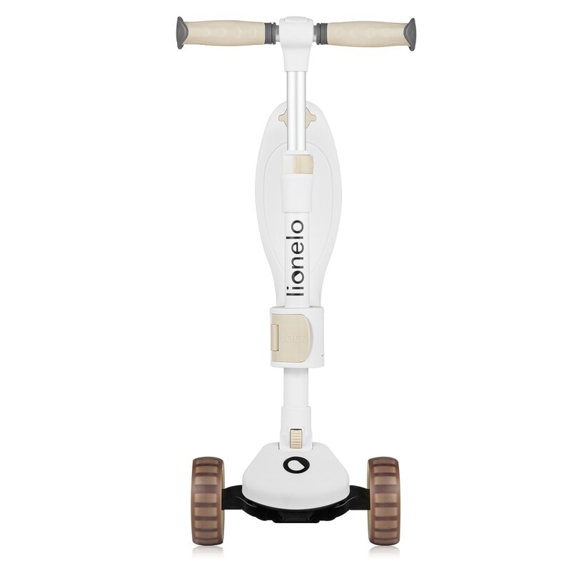 Trotineta, Lionelo, Franky, Multifunctionala, Pliabila, Pana la 50 kg, Bicicleta cu 3 roti si trotineta de echilibru, Ghidon reglabil, Sezut detasabil, Roti cu LED, Conform cu EN71, EN62115, 12 luni+, Bej - gogobaby.ro