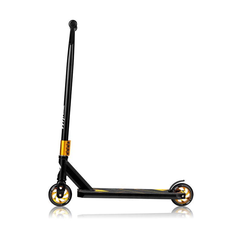 Trotineta, Lionelo, Whizz, Pentru Acrobatii, Rulmenti ABEC-9, Sistemul de compresie IHC 9, 20 - 100 kg, Conform cu standardul european de securitate EN14619, Galben/Negru - gogobaby.ro