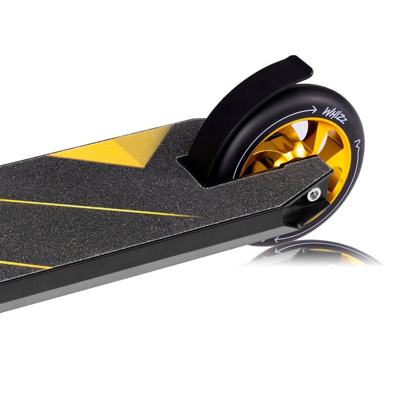 Trotineta, Lionelo, Whizz, Pentru Acrobatii, Rulmenti ABEC-9, Sistemul de compresie IHC 9, 20 - 100 kg, Conform cu standardul european de securitate EN14619, Galben/Negru - gogobaby.ro