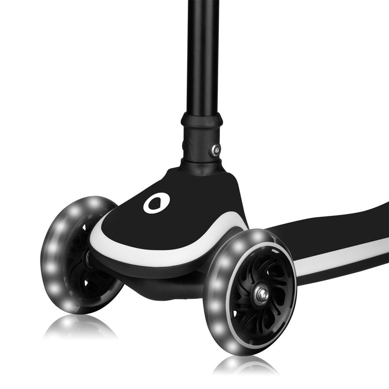 Trotineta pentru copii, Lionelo, Mey, Ultrapliabila, Cu lumini si cosulet, Maner ajustabil pe inaltime, 3 ani+, Pana la 50 Kg, Ultra usor, 2.8 kg, Conform cu standardul EN71-1/2/3, Certificata Intertek, Negru - gogobaby.ro