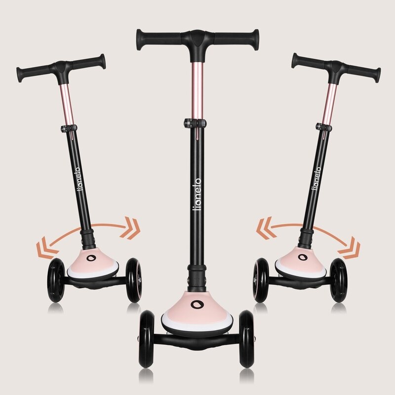 Trotineta pentru copii, Lionelo, Mey, Ultrapliabila, Cu lumini si cosulet, Maner ajustabil pe inaltime, 3 ani+, Pana la 50 Kg, Ultra usor, 2.8 kg, Conform cu standardul EN71-1/2/3, Certificata Intertek, Roz - gogobaby.ro